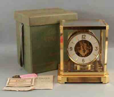 Working 1960s Modernist LeCoultre Perpetual Motion Atmosphere Clock + Box & Tags