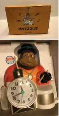 Vintage Japan Gorilla Drum Alarm Clock Citizen Monkey - Box Has Wear
