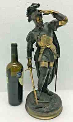 Large Antique Ansonia Spelter Statue Of Francisco Pizarro Bronze