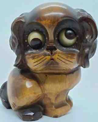 Antique Working OSWALD Germany Rolling Eyes MALTESE Dog Figural Mantel Clock