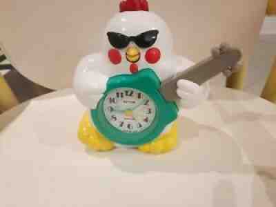 Vintage Rhythm Rock and Roll Chicken Alarm Clock Japan sings in english