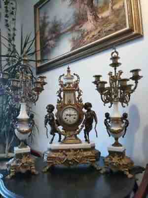 ð???Vintage beautiful - large-rare ITALIAN Imperial Clock And two Candelabras ð???