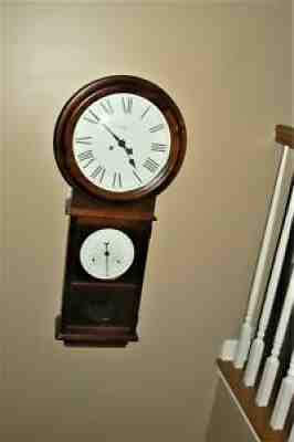 Vintage Fine Cherry Howard Miller Lawyer Calendar Wall Clock (L&C)