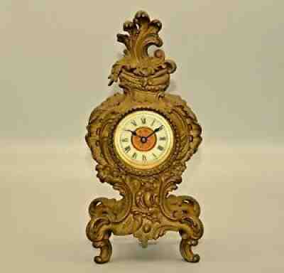Antique Ansonia Gilded Victorian Enamel Miniature Desk Shelf Mantel Mantle Clock