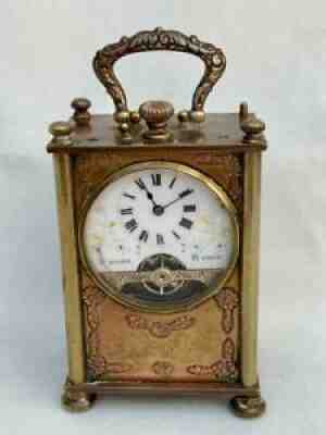 Unusual 8 Day Hebdomas Brass Carriage Clock In Good Working Order.