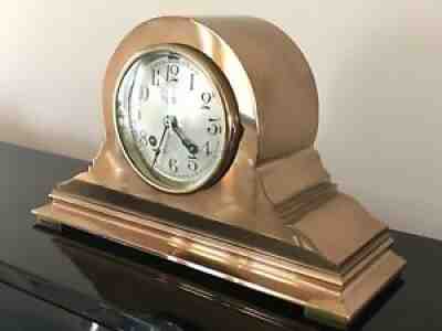 1924 CHELSEA SHIPâ??S BELL ANTIQUE BRONZE BRASS CLOCK UDALL & BALLOU CHIMES