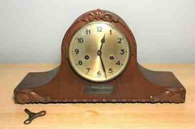 ELEGANT OAK ANTIQUE JUNGHANS Wurttemberg Mantel Clock *WORKING MOVEMENTÂ 