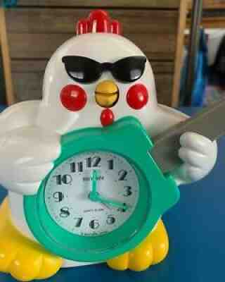 Rhythm Japan Crazy Rock 'n Roll Chicken Clock ~ Works!