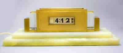 RARE 1930'S LAWSON # 97 ART DECO DESK CLOCK ELECTRIC ROLLING NUMBERS NO~RESE