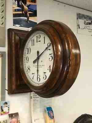 Standard Electric Double Sided Slave Clock Spectacular Oak Case Working