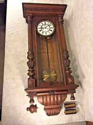 Antique Gustav Becker Vienna Regulator Wall Clock 2 Weights Runs Strikes 1924