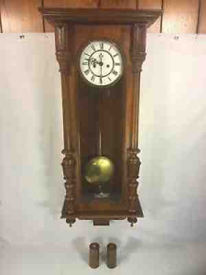 Antique 1886 Gustav Becker Vienna Wall Regulator Clock Running & Striking