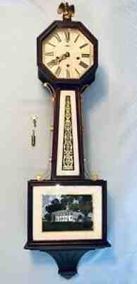 Antique NEW HAVEN BANJO CLOCK Westminster Chime OCTAGON FACE 8 Day MOUNT VERNON