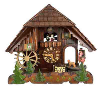 Cuendet Swiss Musical Movement Der-Frohliche Wanderer Edelweiss Cuckoo Clock