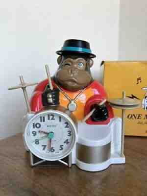 Very Rare-Vintage Rhythm Gorilla Drum Alarm Clock Japan ONE MAN BAND