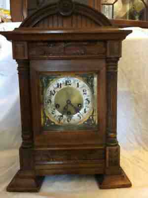 ANTIQUE German Hermle Dome Mantle Clock - 1800's - Mahogany - Chimes - $255Â 