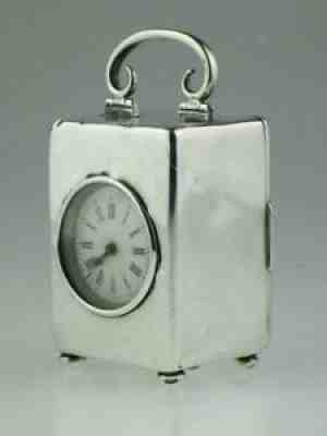 Antique English Solid Silver Carriage Clock By William Comyns 1905 London
