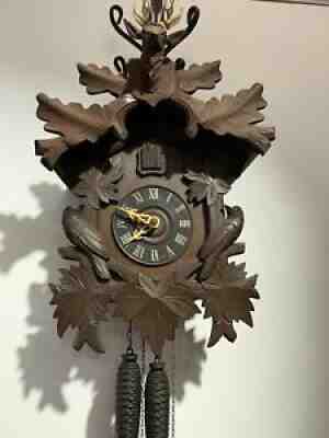 Stunning Rare German Schmeckenbecher 8 Day Hunter Deer Cuckoo Clock Untested