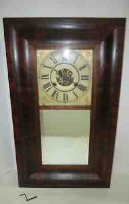 Antique Chauncey Jerome Weights Driven Mirrored Ogee Clock 30-Hour