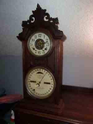 Excellent All Original Ithaca Number 8 Library Calendar Clock - Runs Great