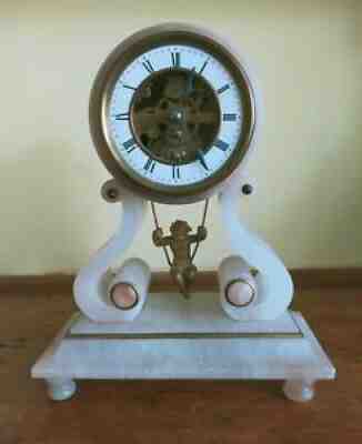 EugÃ©ne Farcot Alabaster Cherub On A Swing Boudoir Clock