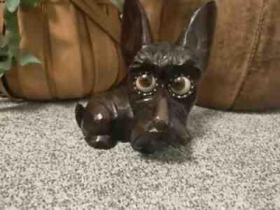 OSWALD GERMANY WOOD ROTATING EYE CLOCK SCOTTIE DOG 1940 USED