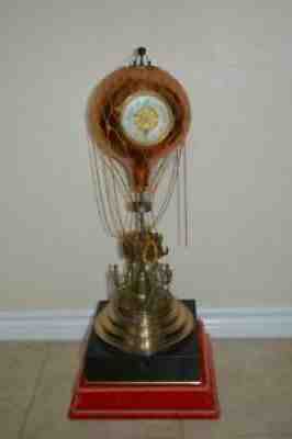 Vintage French Brass Hot Air Balloon Barometer Clock Hamrick & Son