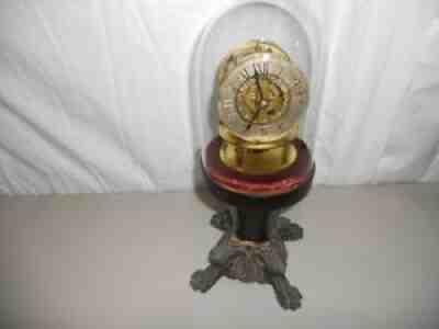 Antique clock Terryville Ct. candlestick mantel shelf clock 1800s glass dome key