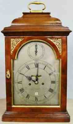 Rare Antique English C1760 Mahogany Twin Fusee 8Day Verge Bell Top Bracket Clock
