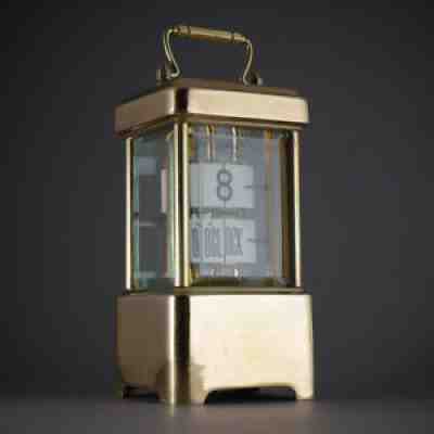 â° 1905 ANTIQUE LENZKIRCH PLATO JUMP HOUR DIGITAL FLIP MYSTERY 8 DAY DESK CLOCK