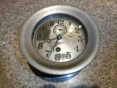 CHELSEA ANTIQUE SHIPS CLOCK 1927~NICKEL PLATE