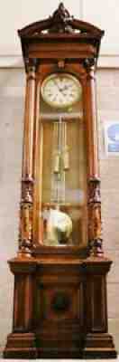 Rare Antique German Huge Carved Oak 8 Day Regulator Grandfather Longcase Clock