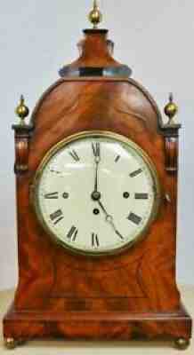 Antique English Mahogany Triple Fusee 8 Bell Musical Bracket Clock & Bracket