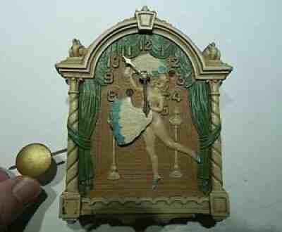 RISQUE PEEK-A-BOO NUDE LADY WALL CLOCK CIRCA 1925 - KEEBLER OR LUX(?) - RARE!!