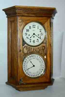 1970S HOWARD MILLER #612-545 CALENDAR WALL CLOCK WESTMINSTER Works!