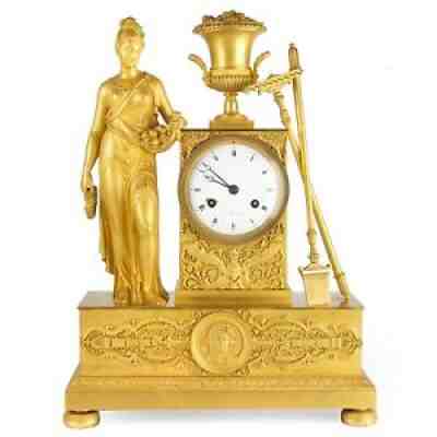 French Empire Period Ormolu Bronze Mantel Clock of Ceres circa 1815