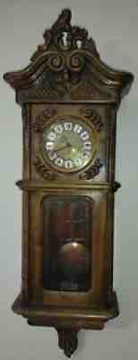 RARE GAZO STRIKE WALL CLOCK "CAPISTRANO" HAND CARVED ALDER CASE - WORKING - KEY
