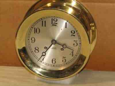 CHELSEA ANTIQUE SHIPS BELL CLOCK 6 DIAL 1944 WW2 HINGED BEZEL~RESTORED