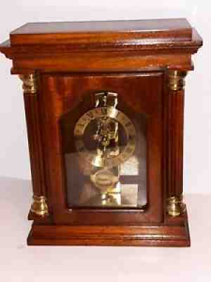 HERSCHEDE Vintage WESTMINISTER MANTEL CLOCK Brass,Glass,Oak Case Made in GERMANY