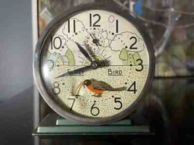 RARE WORKING VINTAGE THE EARLY BIRD ANIMATED ALARM CLOCK W/BOX BY WESTCLOX 1933