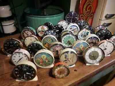 VINTAGE RETRO X 30 NOVELTY ALARM CLOCKS WESTCLOX SMITHS BIG PICTORIAL 60s 70s