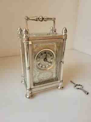 Sterling Silver Twin Fusee Carriage Clock by Mappin & Webb