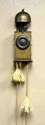 Rare Antique Japanese Double Foliot Striking Lantern Wall Clock Kake Dokei
