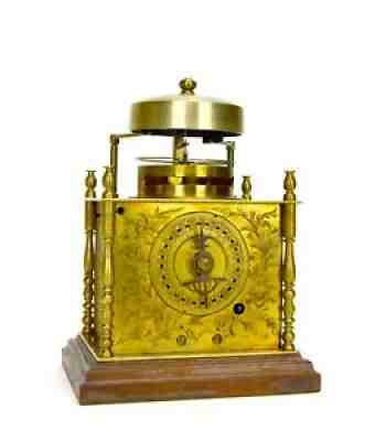 Antique 19th c. Japanese Engraved Bronze Fusee Bracket Clock w Calendar & Alarm