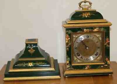 Rare Elliott of London green chinoiserie bracket clock