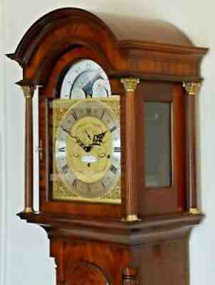 Comitti Kensington Quarter Chiming Flame Mahogany Musical Longcase Clock VIDEO