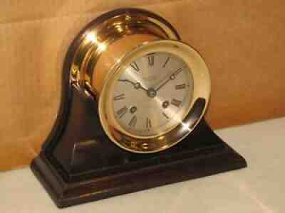 CHELSEA ANTIQUE SHIPS BELL CLOCK~4 1/2 IN DIAL~1906~RED BRASS~RESTORED