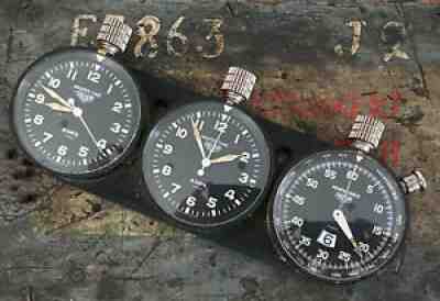 Vintage Heuer Monte Carlo set of 3 Rally timing clocks. Automobilia. Rare.