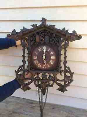 early German black forest wood plate cuckoo & quail clock parts/repairs