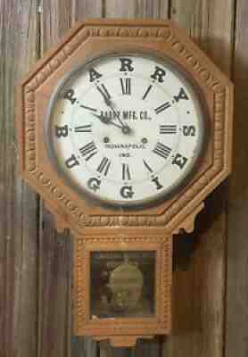 Antique Ca. 1901 PARRY BUGGIES New Haven 8 Day Regulator Advertising Clock Sign